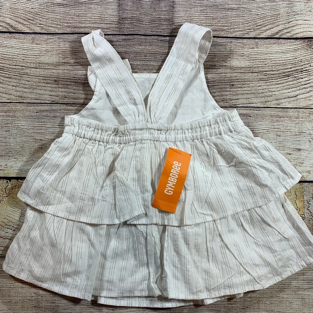 Gymboree white sundress‎ metallic stripe 5T New